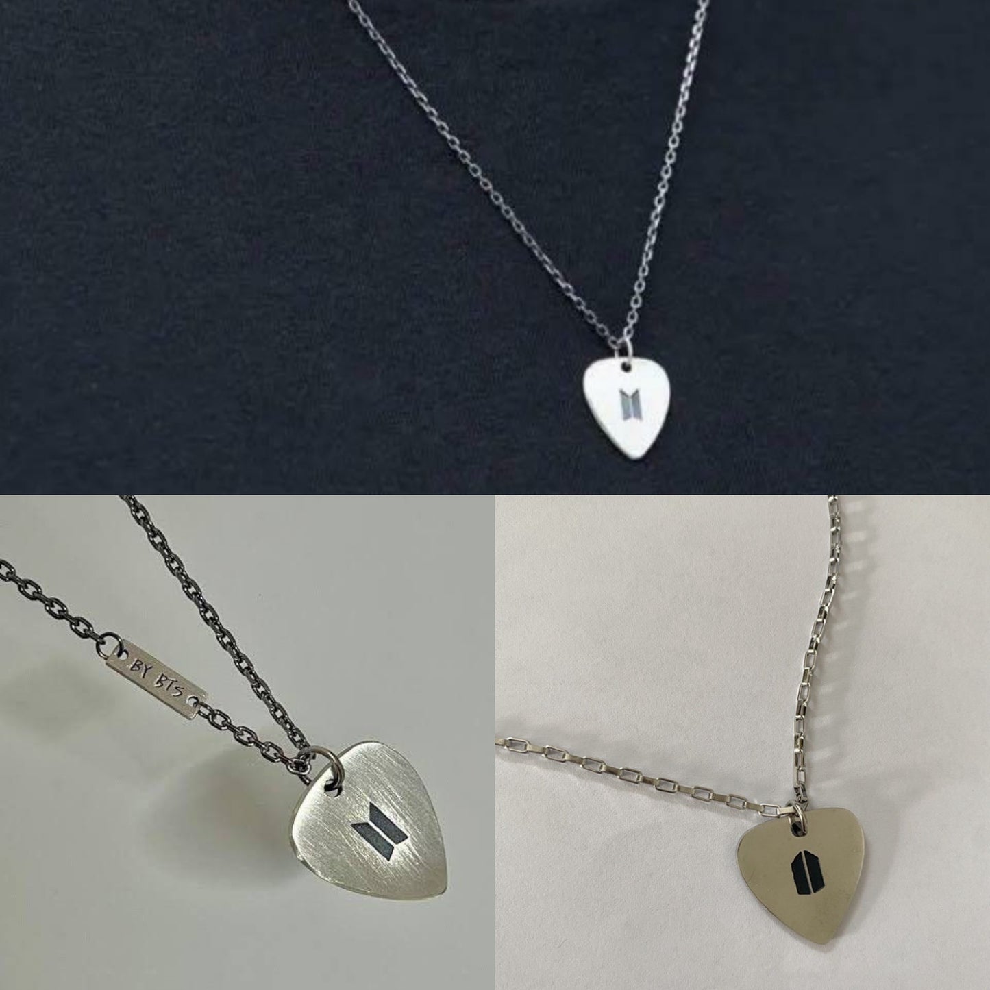 [On hand] Suga 'Guitar Pick' Necklace (Silver)