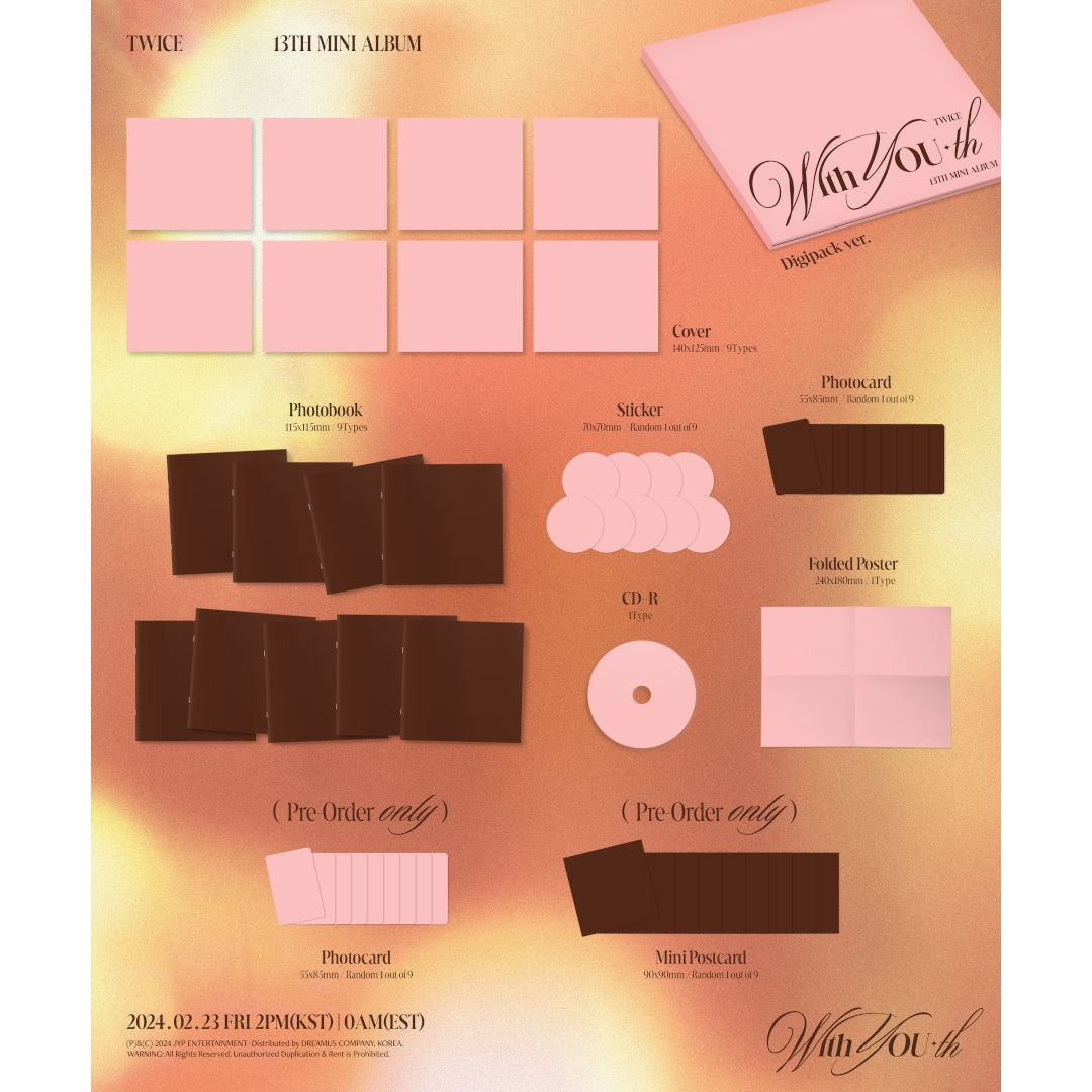 [Preorder] Twice 13th Mini Album 'With YOU-th' (Digipack ver.) (Random)