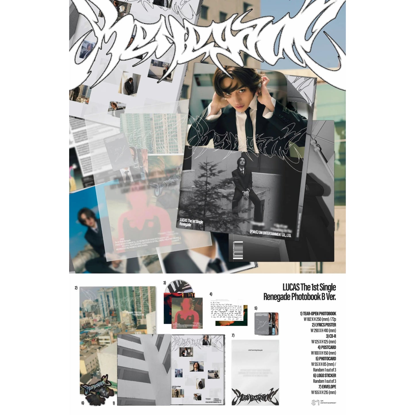 [Preorder] LUCAS The 1st Single Album 'Renegade' (Photobook ver) (Random)