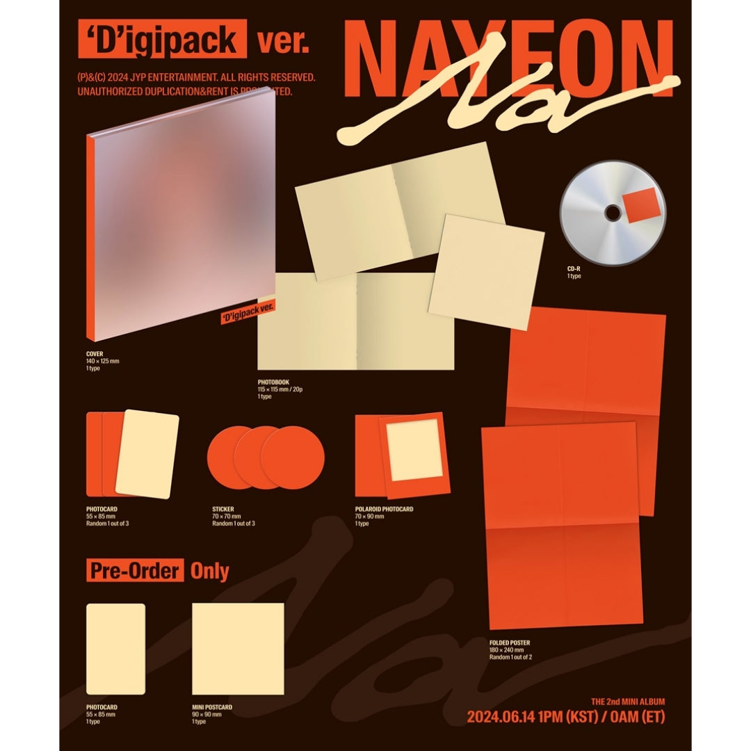 [Preorder] Nayeon The 2nd Mini Album 'NA' (Digipack ver) (JYP P.O.B)