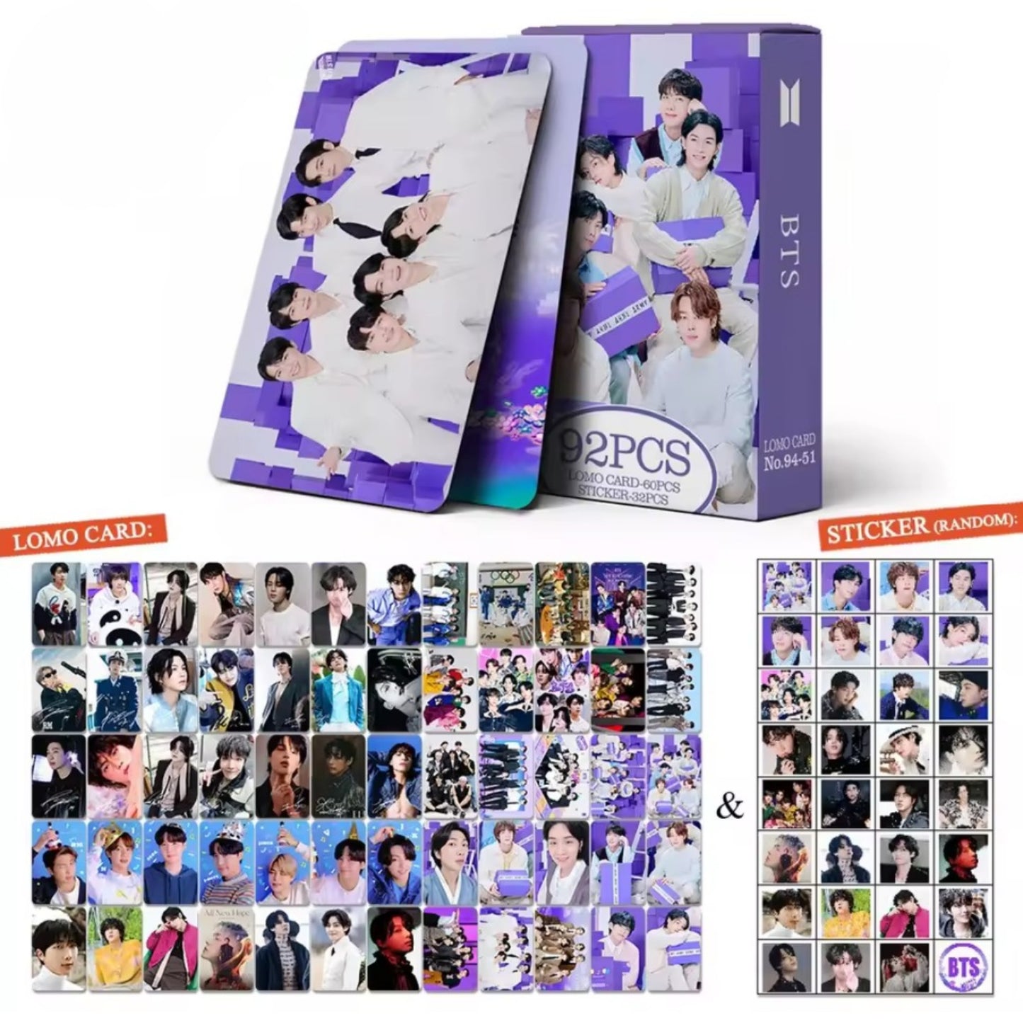 BTS '10th Anniversary FESTA' Photocards (60 pcs) + Stickers (30 pcs)