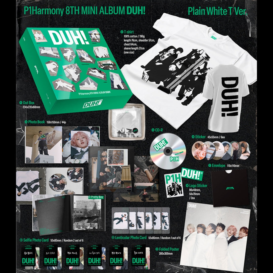 P1HARMONY - [DUH!] 8th Mini Album LIMITED Edition PLAIN WHITE T Version